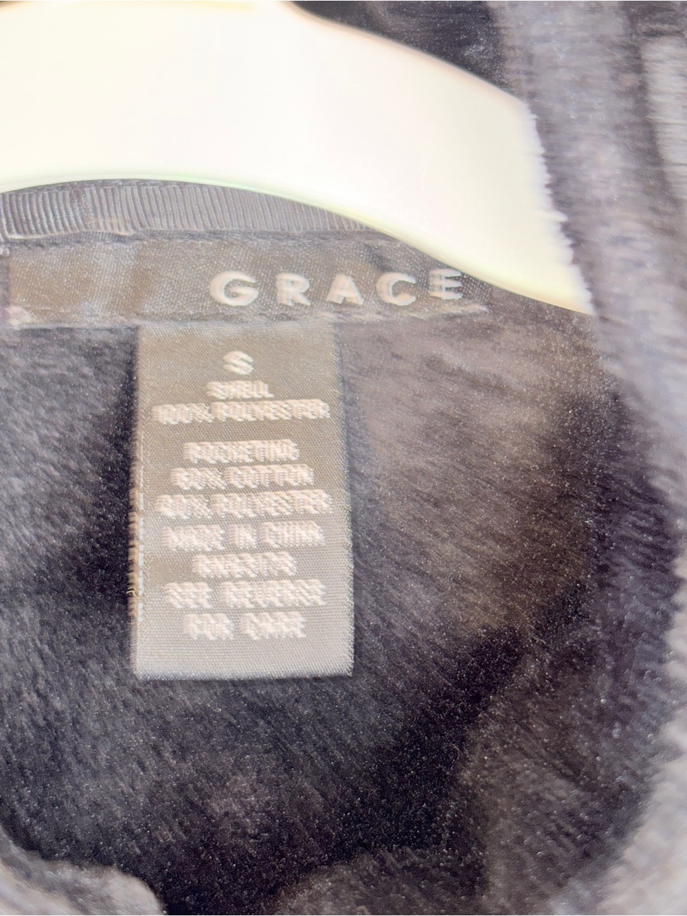 Grace Elements Black Plush Velour Full Zip Jacket Size Small - Picture 6 of 6